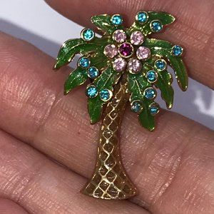 Vintage Rhinestone Palm Tree Pin